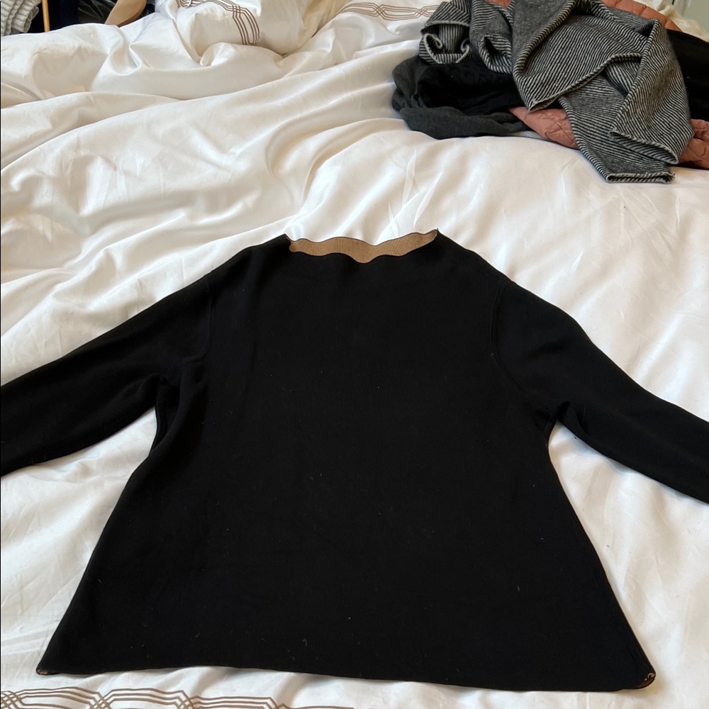 Eileen Fisher reversible Black or tan Long Sleeve mock neck sweater